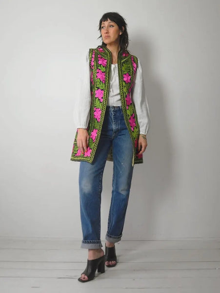 1960's Embroidered Hungarian Floral Vest