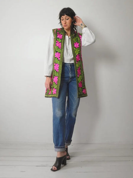 1960's Embroidered Hungarian Floral Vest