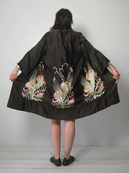 1920's Silk Embroidered Art Deco Robe