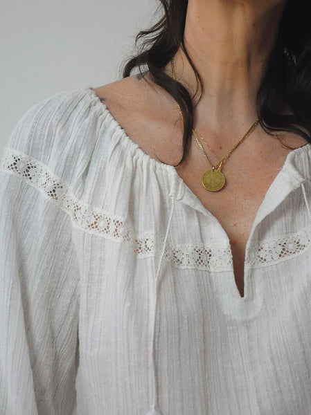 970's Gauze Lace Cropped Blouse