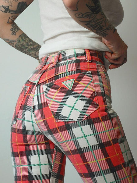 1980's Tartan Plaid Jeans 26x27.5