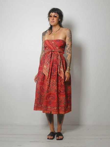 1970's Batik Cotton Sundress