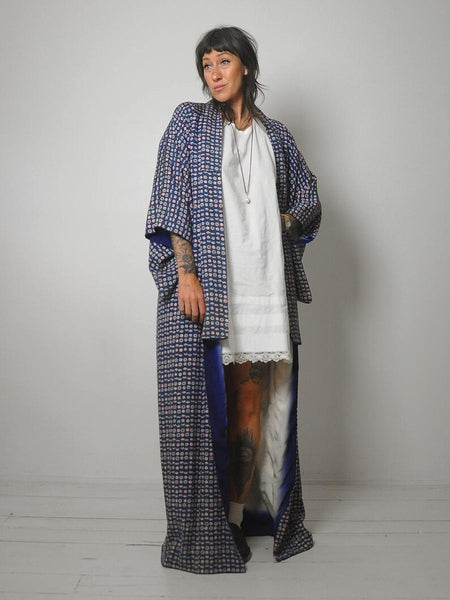 1940's Floral Raw Silk Kimono