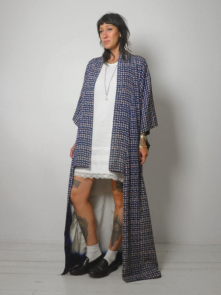 1940's Floral Raw Silk Kimono