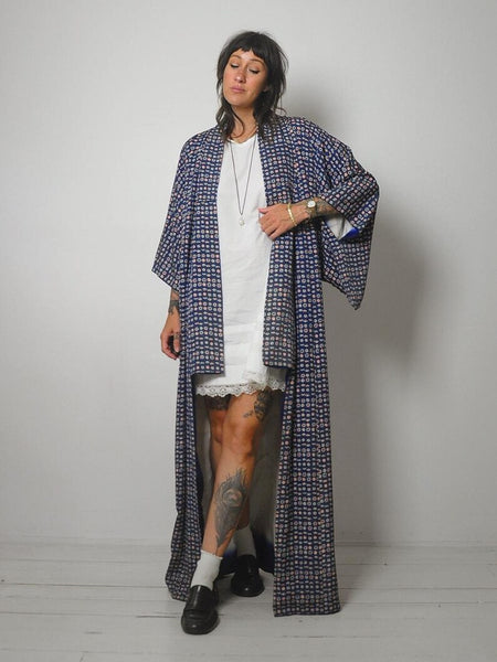 1940's Floral Raw Silk Kimono