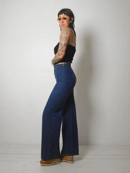 1970's Indigo Buckle Bellbottoms