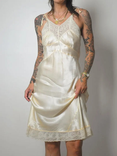 1920's Silk & Lace Bias Slip