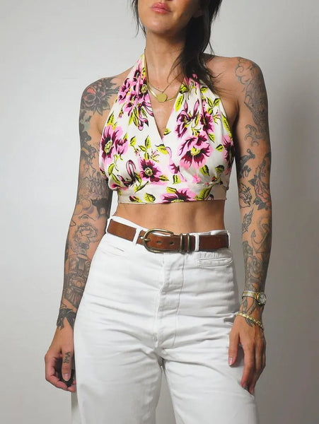 1970's Floral Open Back Halter