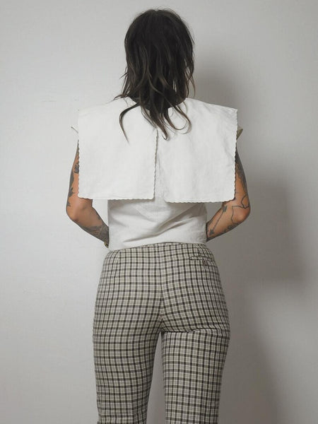 80's Ivory Cotton Bib Blouse