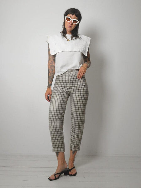 80's Ivory Cotton Bib Blouse