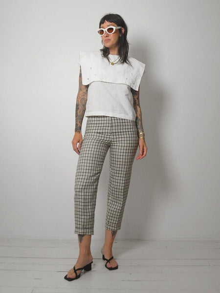 80's Ivory Cotton Bib Blouse