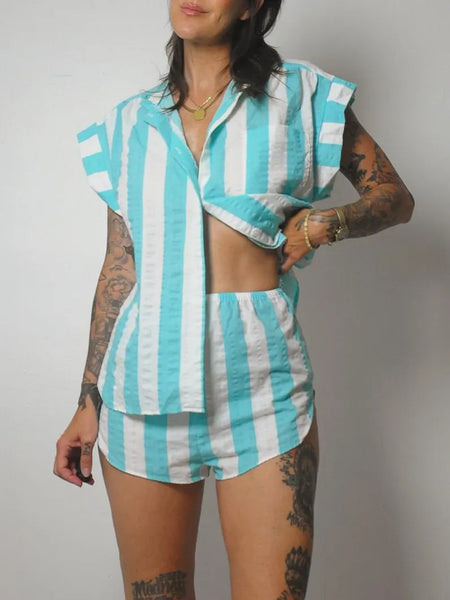 Striped 2 Piece Short Set