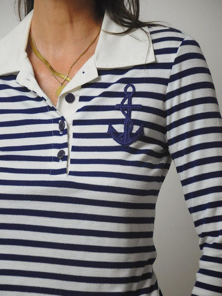 70's Striped Sailor Polo Shirt