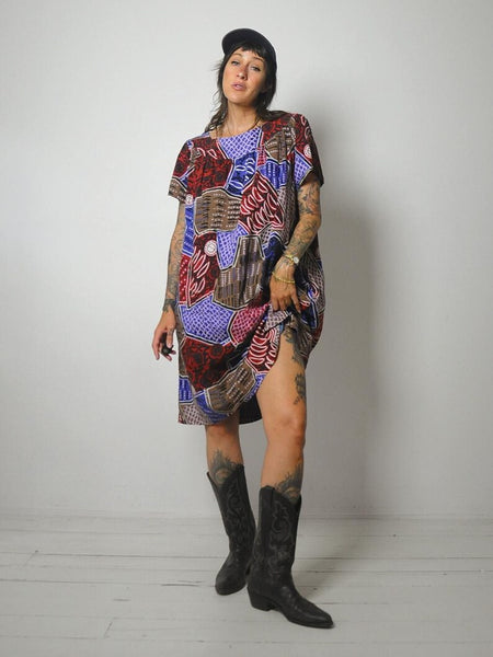 Patchwork Print Tent Dress