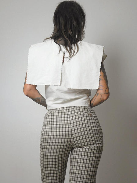 80's French Linen Plaid Pants