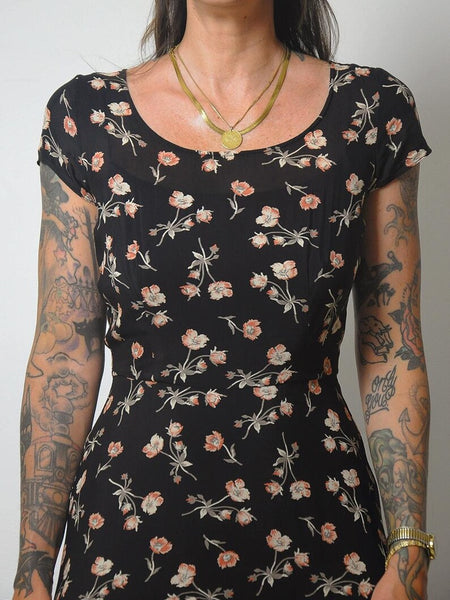 1990's Black Floral Sundress