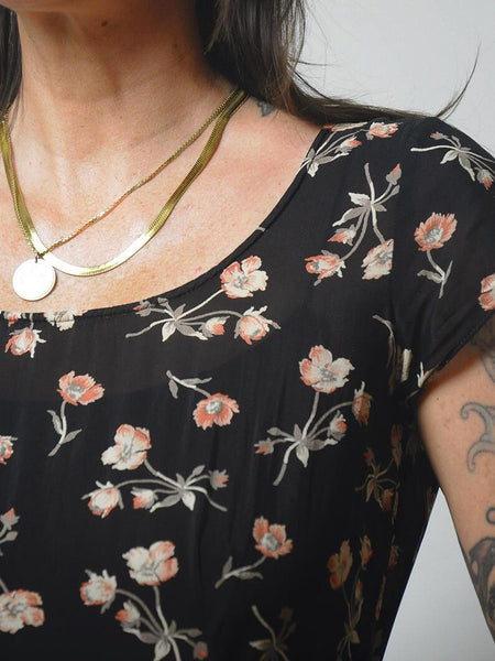 1990's Black Floral Sundress