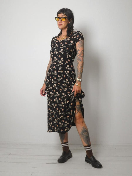 1990's Black Floral Sundress
