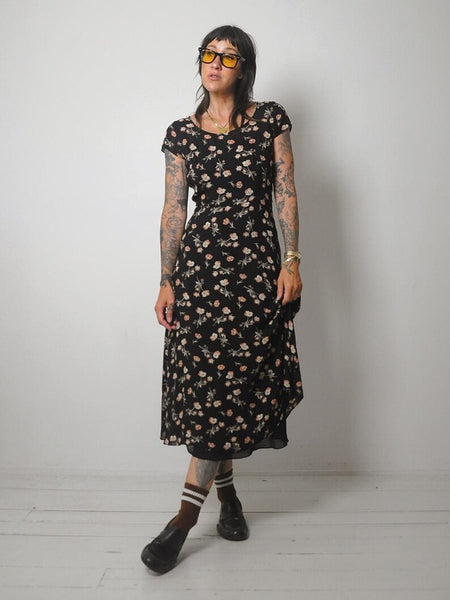 1990's Black Floral Sundress