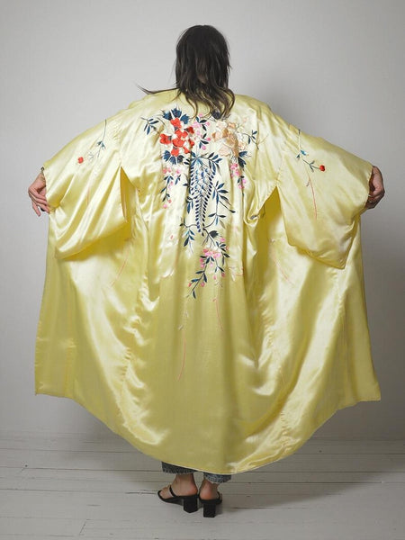 50's Satin Embroidered Kimono Robe