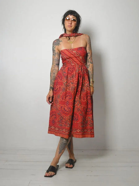 1970's Batik Cotton Sundress