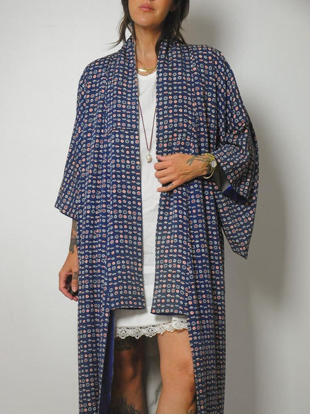 1940's Floral Raw Silk Kimono