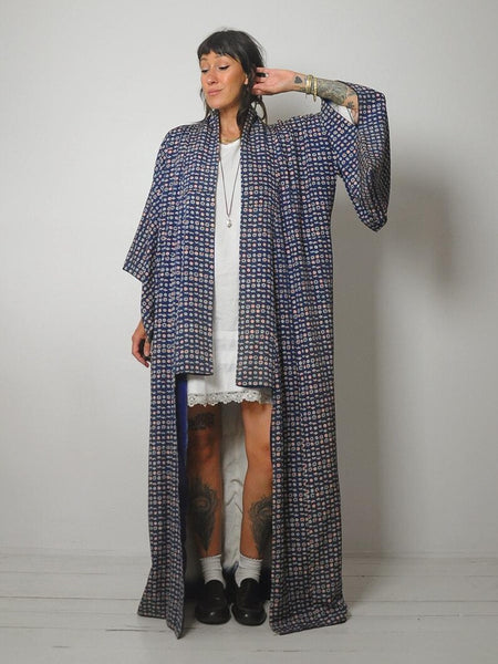 1940's Floral Raw Silk Kimono
