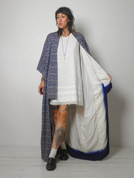 1940's Floral Raw Silk Kimono