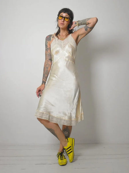 1920's Silk & Lace Bias Slip
