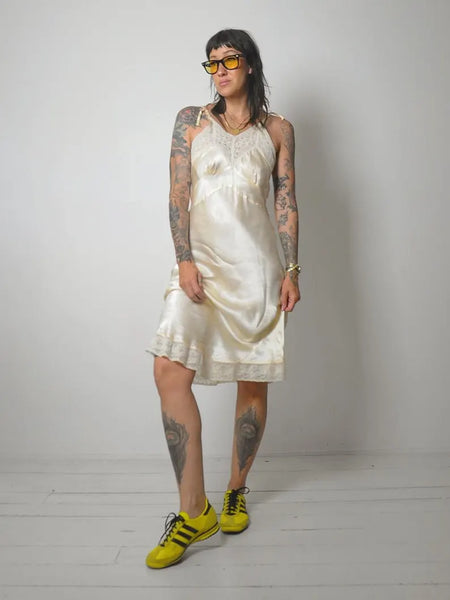 1920's Silk & Lace Bias Slip