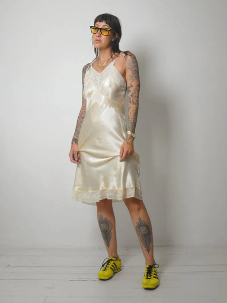 1920's Silk & Lace Bias Slip