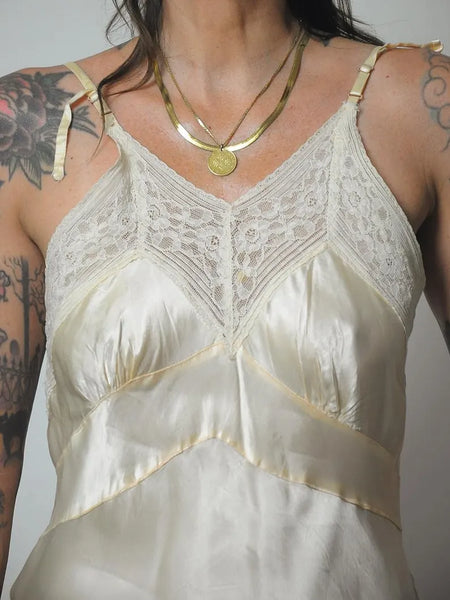 1920's Silk & Lace Bias Slip