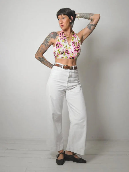 1970's Floral Open Back Halter