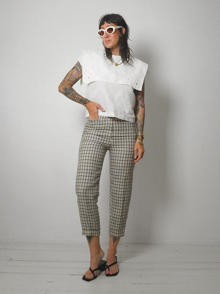 80's Ivory Cotton Bib Blouse