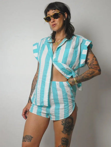 Striped 2 Piece Short Set
