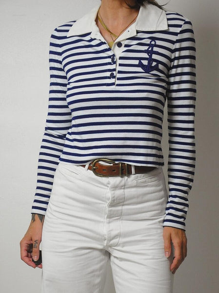 70's Striped Sailor Polo Shirt