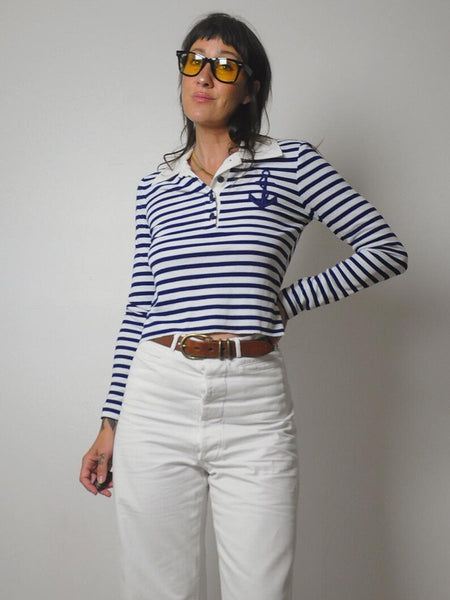 70's Striped Sailor Polo Shirt