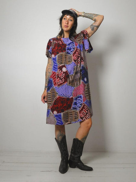 Patchwork Print Tent Dress