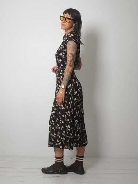 1990's Black Floral Sundress