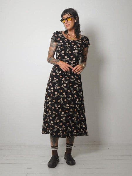 1990's Black Floral Sundress