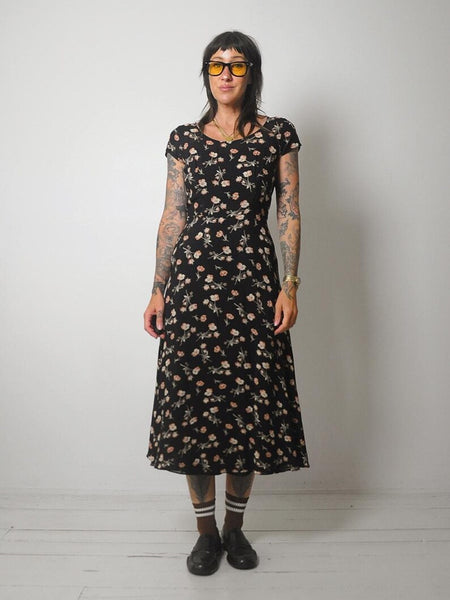 1990's Black Floral Sundress