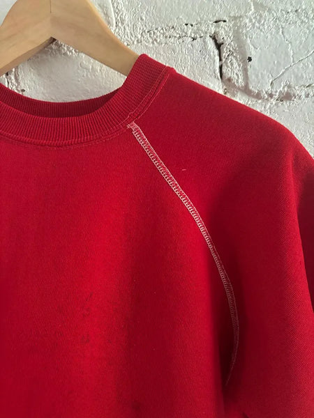 80's Contrast Stitch Red Sweatshirt