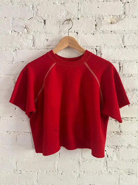 80's Contrast Stitch Red Sweatshirt