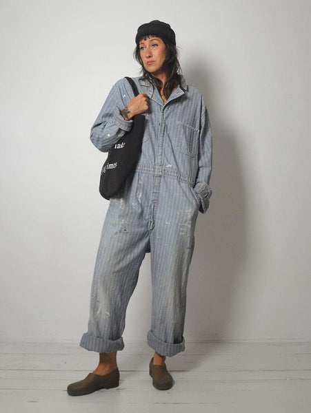 1970's Painted HBT Denim Coveralls