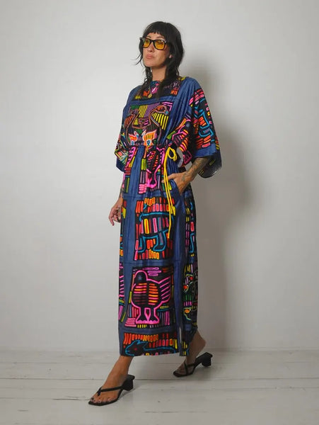 1960's Mola Print Caftan Dress