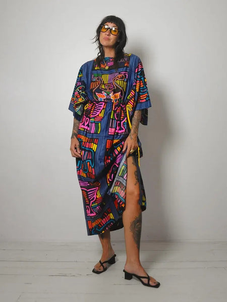1960's Mola Print Caftan Dress