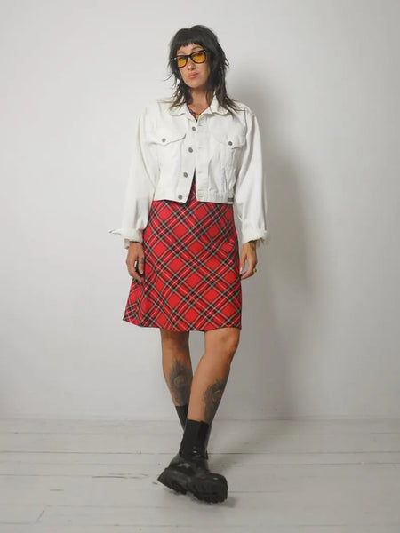 90's White Cropped Jean Jacket