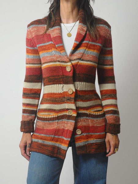 1970's Space Dyed Striped Cardigan