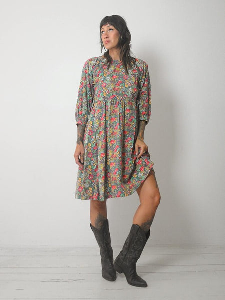 1970's Tie Waist Trapeze Dress