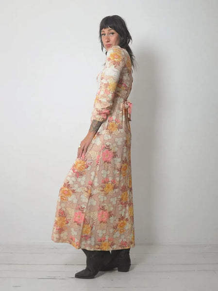 1970's Petite Floral Maxi Dress